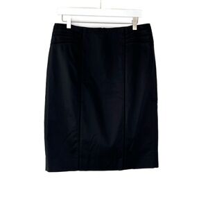WHBM Skirt Pencil Black Skirt Back Slit Solid Color